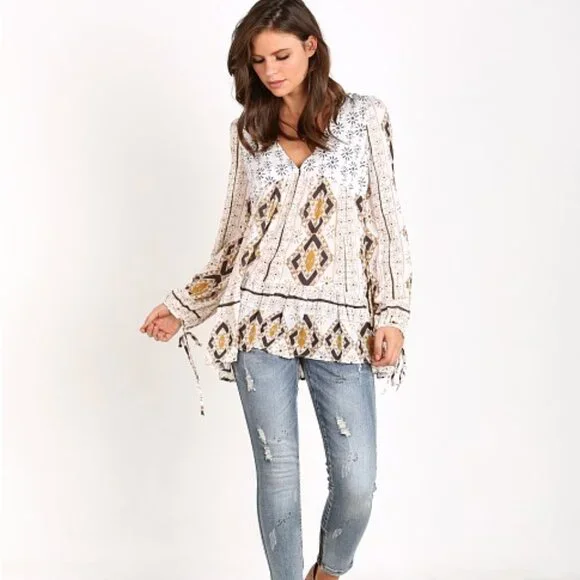 FREE PEOPLE BEIGE DOWN BY THE BAY TUNIC - Picture 3 of 7